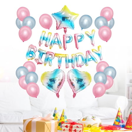 Masteelf Gradient Balloons HAPPY BIRTHDAY Alphabet Balloons Latex Baloons Party Decorations Party Supplies