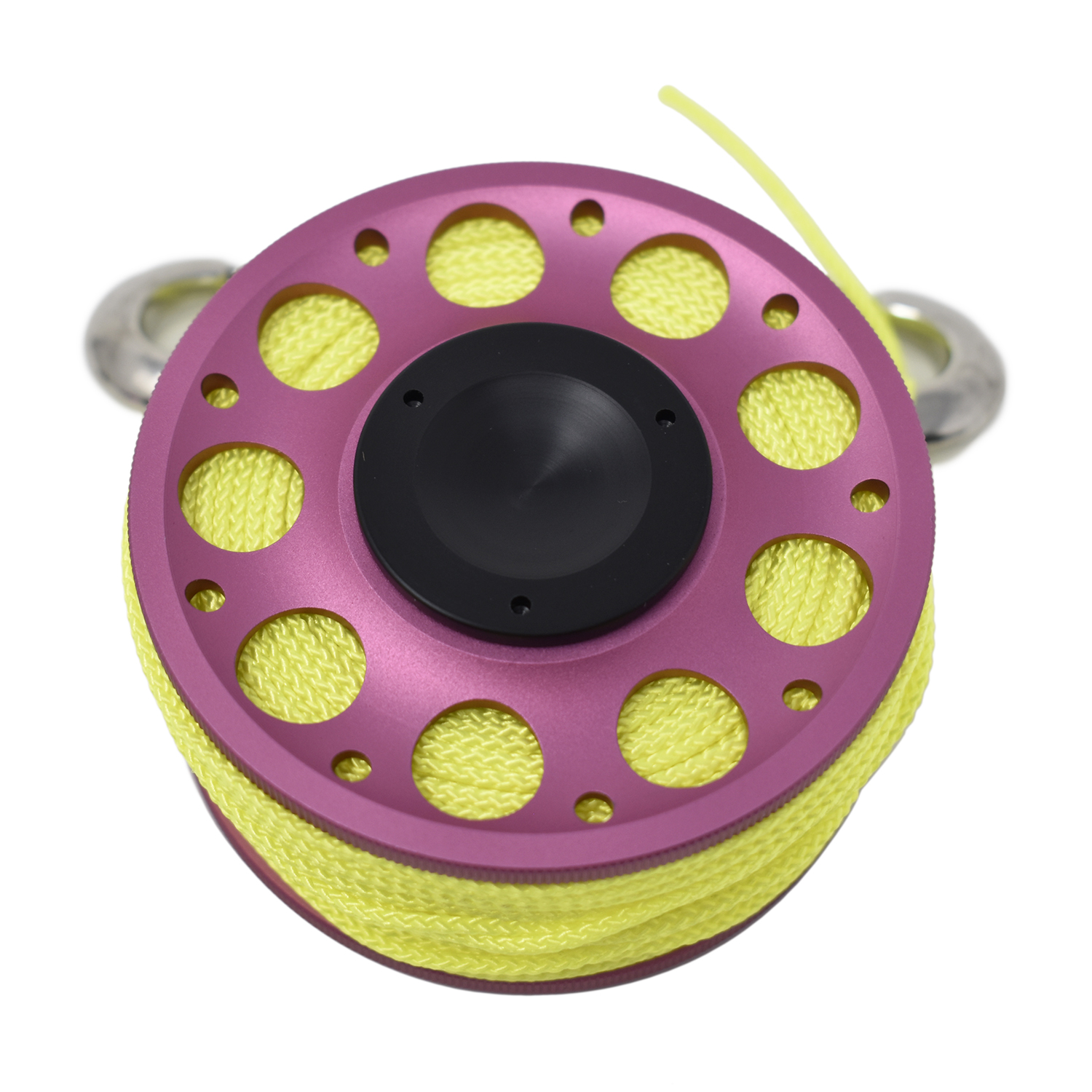 Aluminum Finger Spool 100ft Dive Reel w/ Spinning Holder, Pink/Yellow - image 2 of 4