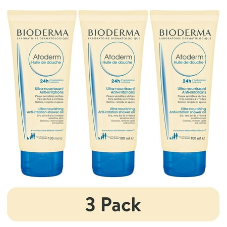 (3 pack) Bioderma Atoderm Moisturizing and Cleansing Oil for Very Dry Sensitive or Atopic Skin - 3.33 fl.oz.