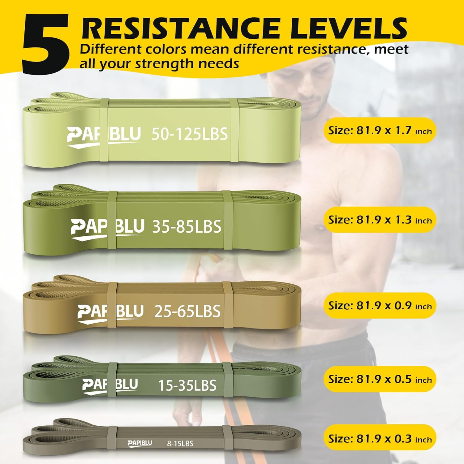 JJEAN-Pull Up Bands, Resistance Bands Set for Pull-Up Assistance, Exercise Bands with Door Anchor & Grip Pads for Men & Women Working Out, Physical Therapy, Muscle Training