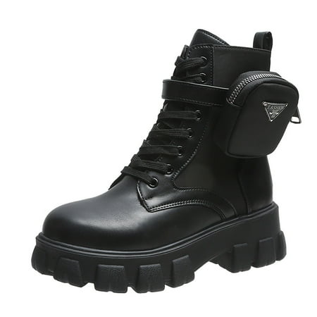 

Thick Sole Martin Boots With Pocket Decor Women‘s Ankle Boots And Booties Lace-up Combat Boots For Women