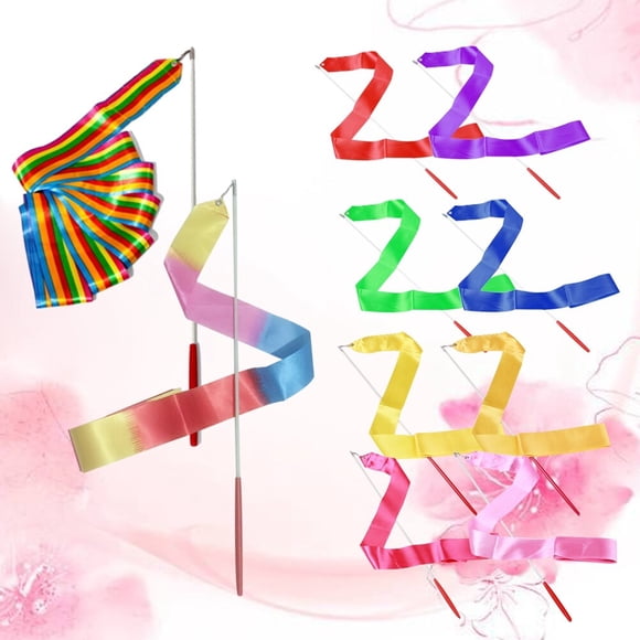 FESTFENDS 10Pack Rhythmic Ribbon Assorted Color for Dancers Baton Twirling Circus Skill