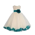 thumbnail image 2 of Ekidsbridal Ivory Tulle Rose Petals Junior Flower Girl Dress Pageant Mini Bridal Gown Christening Formal Evening Wedding 302T 8, 2 of 2