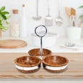 thumbnail image 4 of IH Casa Decor Natural Acacia Wood With Hammered Nickel 3 Section Server, 4 of 5