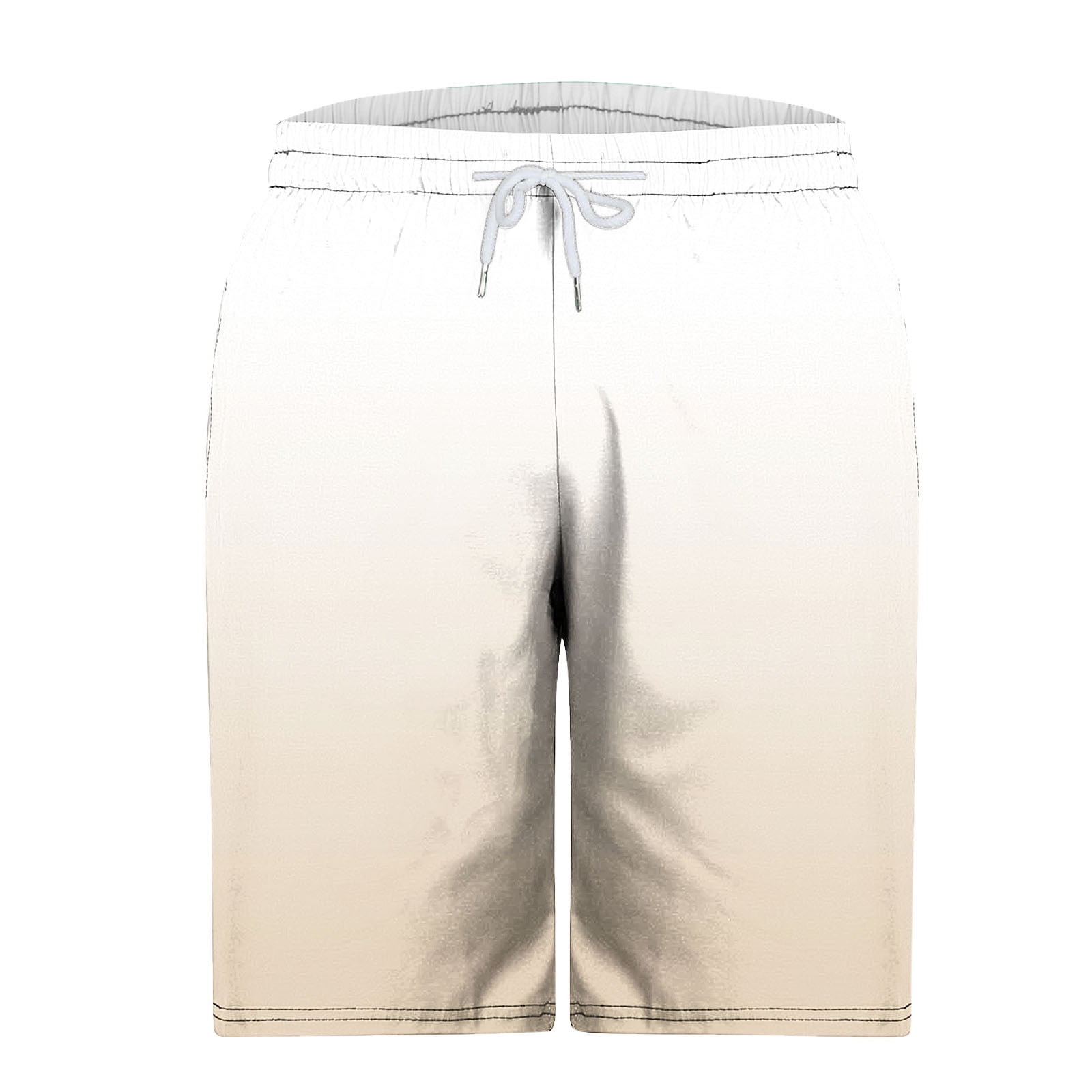 Timoontee Mens Ombre Beach Shorts Elastic Waist Drawstring Built In Liner Design Water Resistant Fabric for Beach Activities Beige M