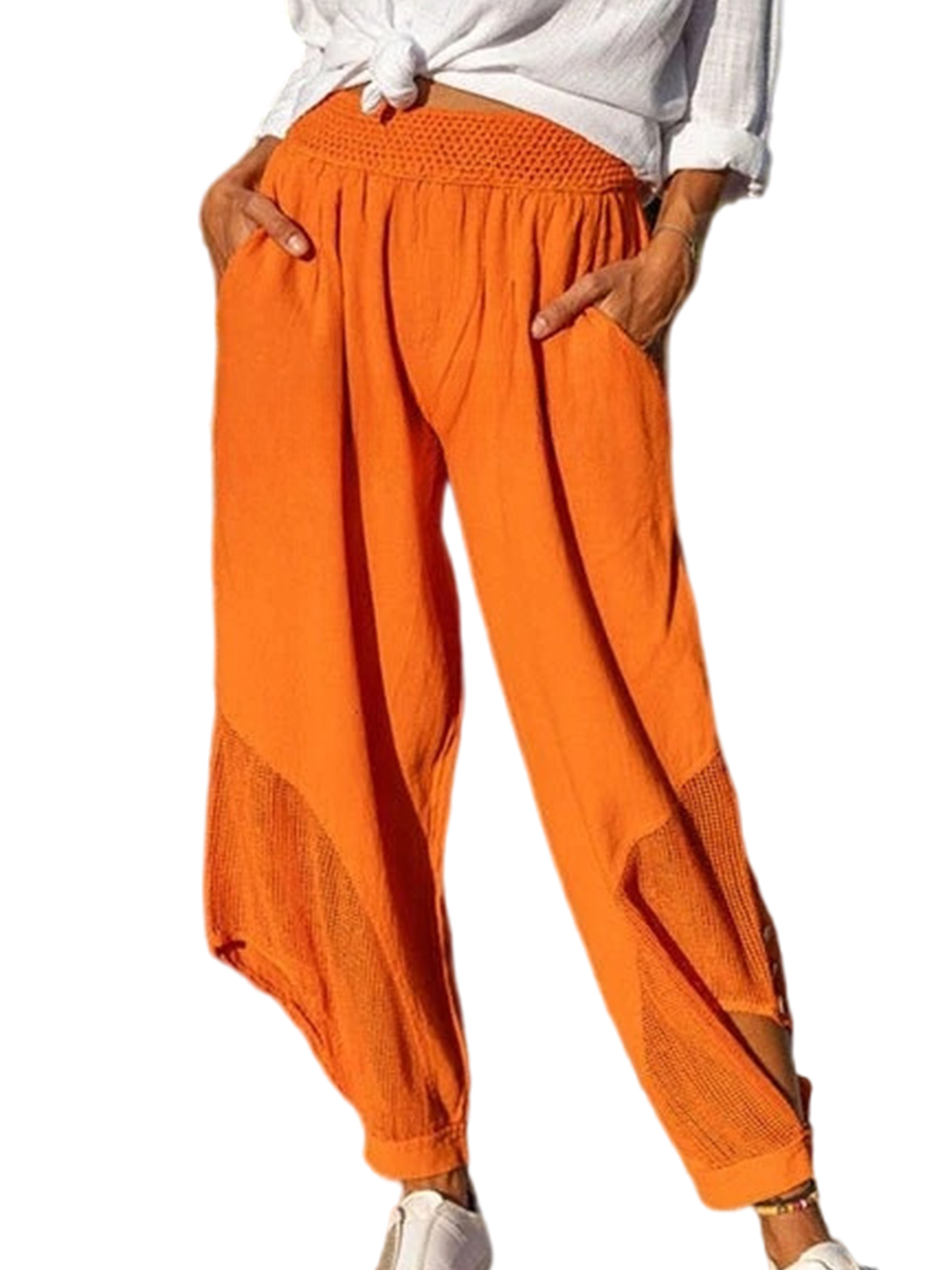 Lumento Women Wide Leg Pants Loose Fit Harem Pant Mid Rise Yoga Workout
