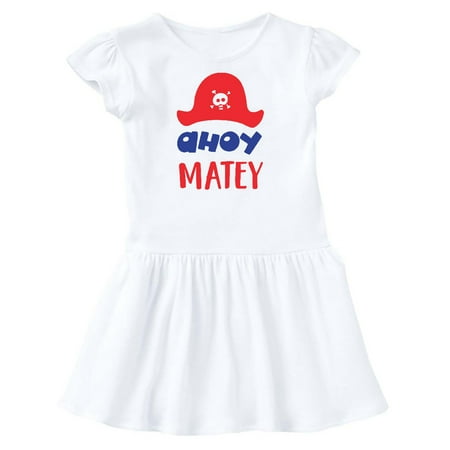 

Inktastic Ahoy Matey Pirate Hat Skull and Bones - Red Blue Gift Toddler Girl Dress