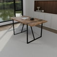 thumbnail image 3 of 55" Dining Table, Modern Rural Industrial Rectangular MDF Dark Wood, 4-6 People, 1.5" Thick Engineering Wood Tabletop and Black Rectangular Metal Legs, for Home & Kitchen, 3 of 9