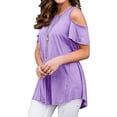 thumbnail image 3 of KVMeteor Women's Cold Shoulder Short Sleeve Tunic Tops Casual Loose Blouse Shirts, 3 of 3