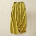 thumbnail image 2 of Women's Cropped Wide Leg Pants in Breathable Cotton Linen Blend with Elastic Waist Comfortable Summer Trousers, 2 of 5