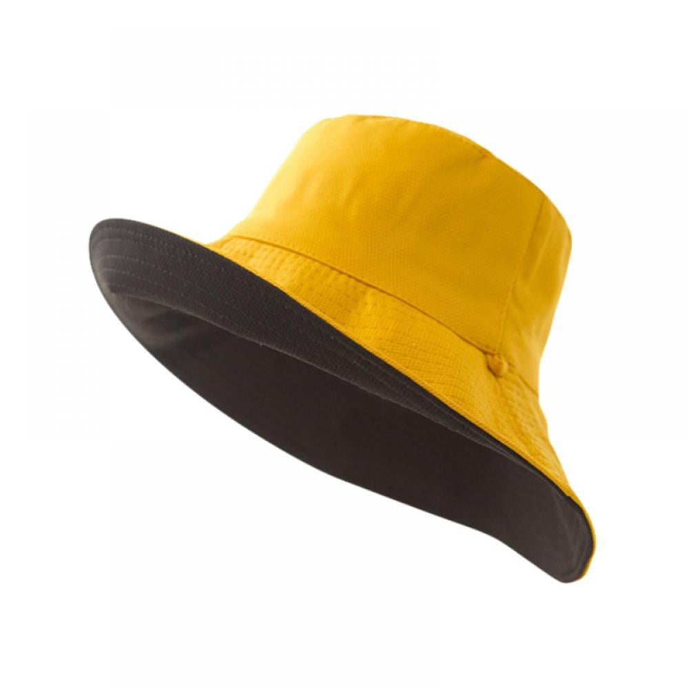 Ladies Bucket Hat Sun Protection Terry Towelling Fishing Camping Cotton Yellow