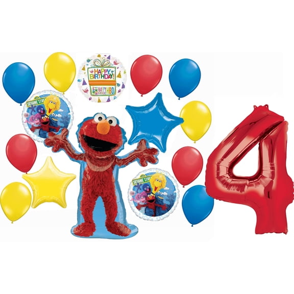Elmo and Friends 4th Birthday Party Supplies Balloon Bouquet Decorations