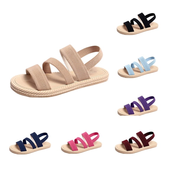 Bixock Women's Flat Sandals,Slippers for Women Open Toe Shower Shoes with Wrap Strap for Summer Beach Vacation Casual Shoes