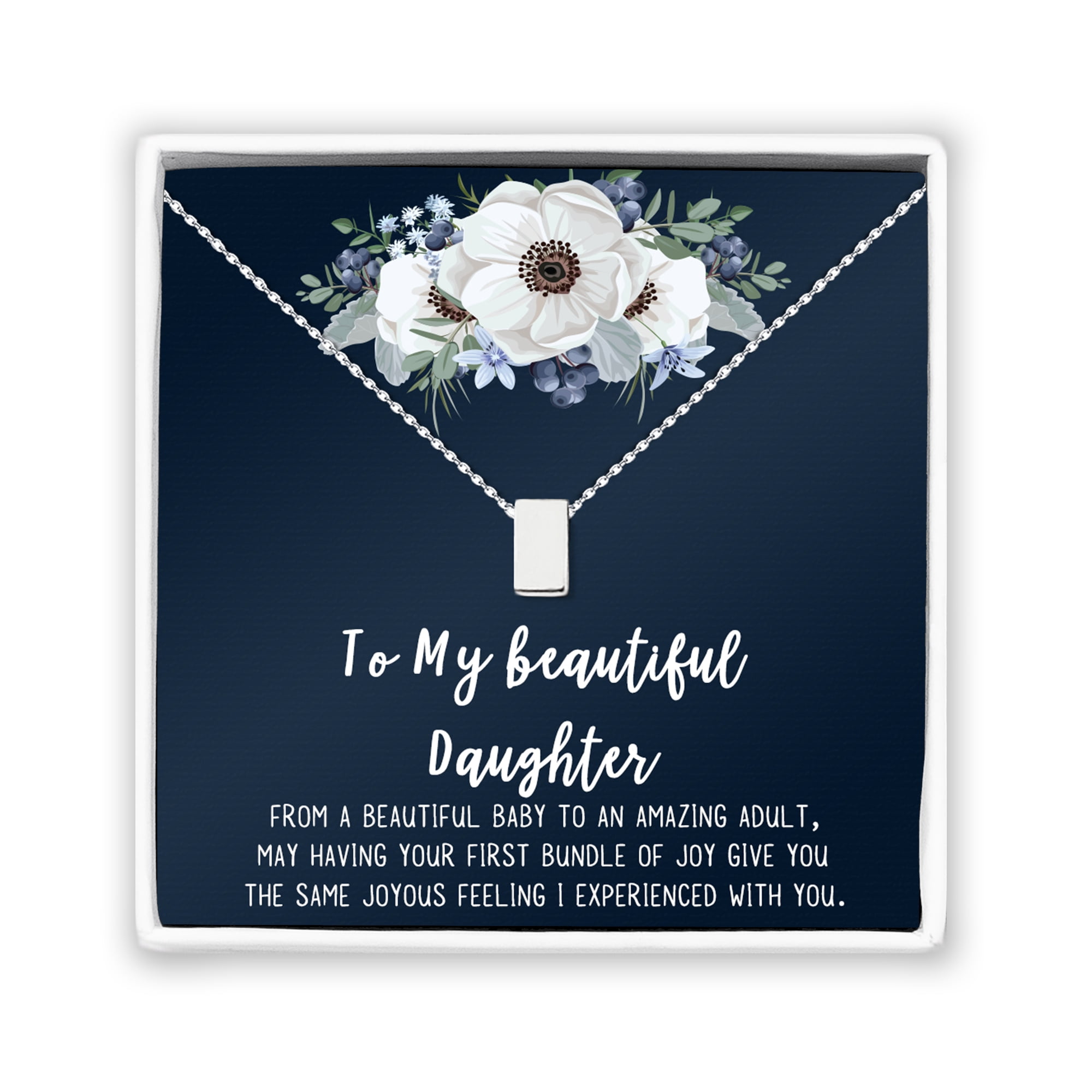 Mom Gifts, Cube Necklace for Mother & Daughter, Necklaces for Women, Best Birthday Gift Ideas, Pendant Mother's Jewelry For Her, Mothers Day [Silver Cube, No-Personalized Card]