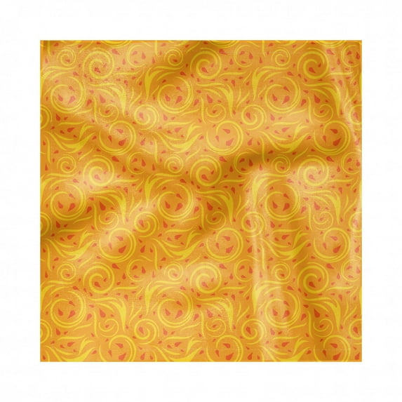 Orange Decorative Satin Napkins Set of 4, Swirling Spiral Leaves in Abstract Style Autumn Nature Inspired Design, Square Fabric Party & Dinner Napkin, 18", Orange and Vermilion, by Ambesonne