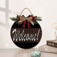 thumbnail image 2 of Eveokoki 12" Wooden Welcome Door Sign, Welcome to Our Home Round Wood Hanging Front Door Sign with Burlap Bow,Welcome Sign For Front Door Round Wood Sign, 2 of 5