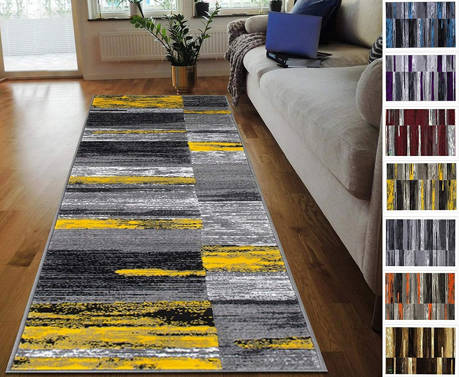 Handcraft RugsYellow/Grey/Silver/Black/Abstract Area Rug Modern