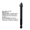 thumbnail image 6 of Windfall 1Pc Drill Bit - Alloy Steel Triangle Glass Ceramic Tile Drill Bit Hole Puncher Woodworking Tool, for Tile Glass Ceramic Brick Wood, Hexagonal Shank, 6 of 8