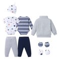 thumbnail image 2 of KIMI BEAR Newborn Baby Boy Layette Set 0-3 Months Winter Clothes 3 Packs Rompers Pants Coat with Hat Gloves Outfits Set Essentials Clothing Gray, 2 of 9