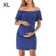 thumbnail image 1 of Vestido de mujer Vestido de embarazada de manga corta con hombros descubiertos Falbala Summer Cloth, Azul, XL Monstrate AP002176-12, 1 of 7