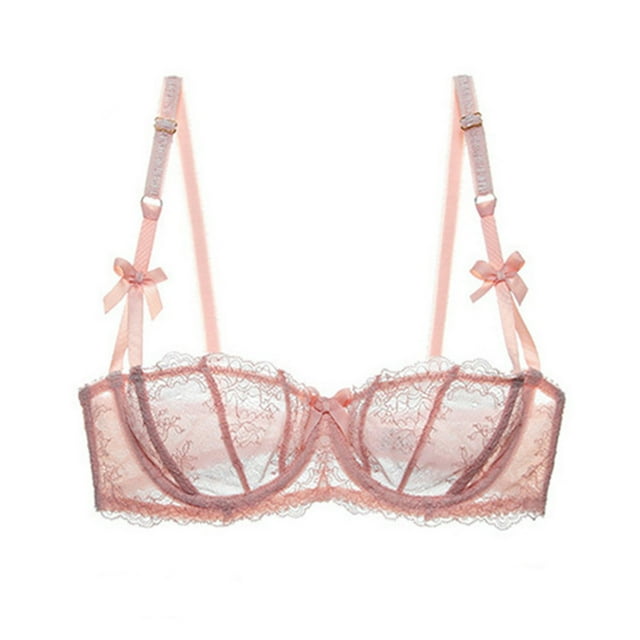 Varsbaby Sexy Unlined Balconette Demi-Cup Underwire Lace Bra