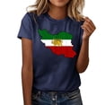 thumbnail image 2 of Camiseta de Manga Corta Impresa de Cuello Alto para las Mujeres, Tops de Cuello Redondo para las Mujeres Mezcla de Poliéster de Spandex de Uso Diario Casual, 2 of 5