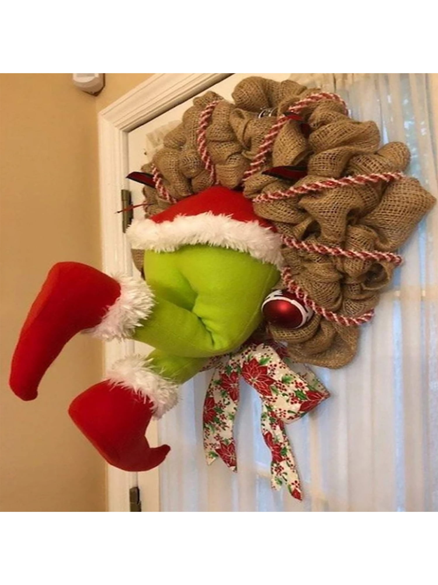 How the Grinch thief Stole Christmas Burlap Wreath Santa Claus Wall