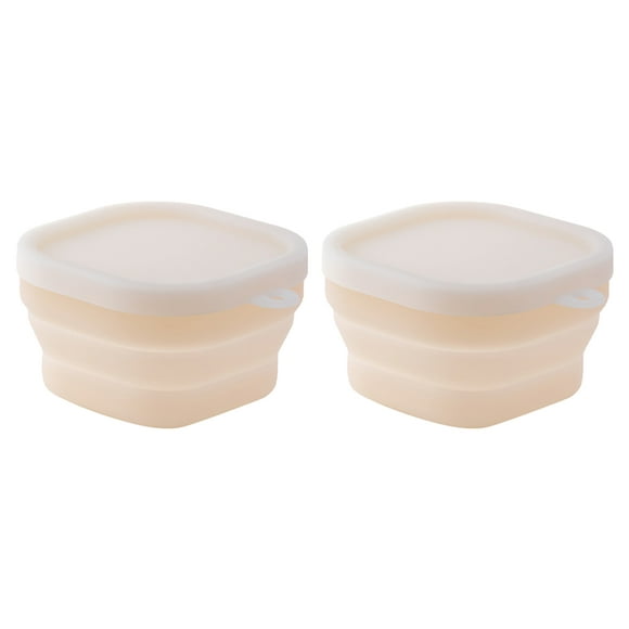 2pcs Lunch Box Outdoor Soft Silicone Folding Bowl Food Container With Lid Travel