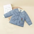 thumbnail image 3 of LFEOOST Boys Girls Long Sleeve Button Padded Jacket Water Wave Quilted Cotton Thick Outerwear Soft Warm Tops Blue 120, 3 of 4