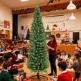 thumbnail image 5 of 6ft Pencil Slim Christmas Tree with 200 Color Changing LED Lights, 355 Branch Tips, Metal Stand and Hinged Branches for Indoor and Outdoor Use, 5 of 9
