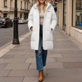 thumbnail image 6 of Women's Casual Loose Fit Long Down Coat, Thick Winter Jacket with Hood and Long Sleeves in a Solid Color for Warmth, 6 of 7