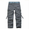 thumbnail image 3 of Fitoron Men's Cargo Pants, Fall Winter with Pockets Casual Elastic Waist Full Length Pants for Men Dark Gray, 3 of 7