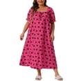 thumbnail image 2 of Agnes Orinda Women's Plus Size Nightgowns Sleepshirts Ruffle Trim Comfy Nightdress 2X Hot Pink, 2 of 6