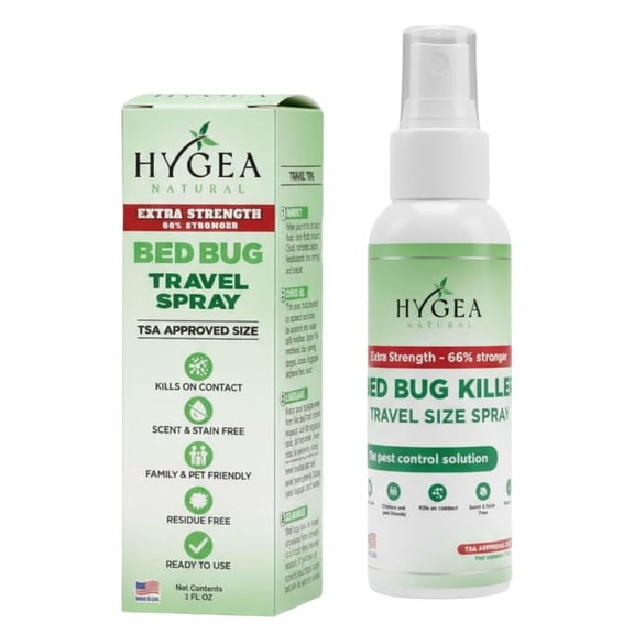 Hygea Natural Lice, Mite, and Bed Bug Travel Spray Bed Bug Treatment Travel Bug Spray, Extra Strength, 3 fl oz