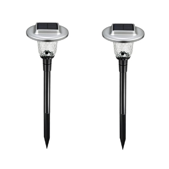 Glass Solar Lights Outdoor，2Pack Rgb Super Bright Solar Pathway Lights, Up To 12 Hrs Long Last Auto On/Off Garden Lights Solar Powered Waterproof, Stainless Steel Led Landscape Lighting For Yard