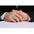 thumbnail image 2 of RYLOS Men's Rings 14K Yellow Gold Rings Classic Designer Style 8X6MM Oval Gemstone &  Diamond Ring Turquoise December Birthstone Rings For Men Size 8, 2 of 7