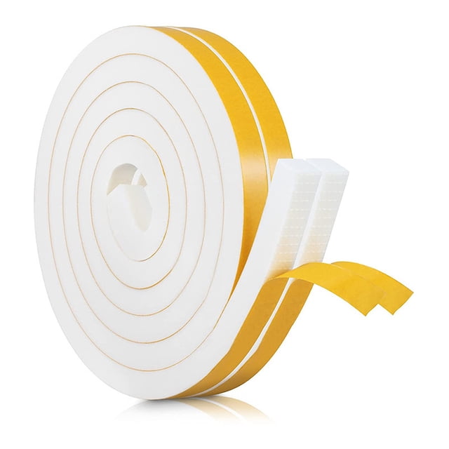 Burlete blanco para puertas de 32,8 pies, rollo de cinta de espuma de alta densidad, sello de burlete adhesivo de goma de neopreno, aislamiento de ventanas,