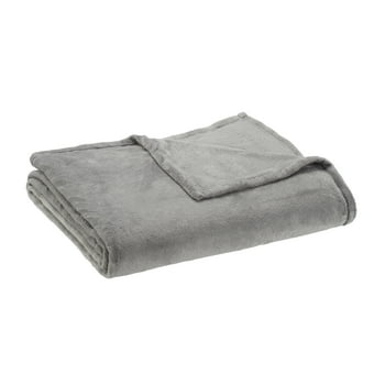 Mainstays Super Soft Plush Blanket, Twin, Light Grey
