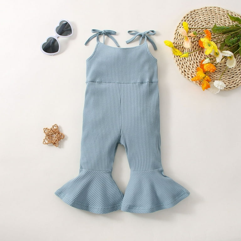 MZXELPRJD Baby Bubble Romper Ribbed Suspenders Baby Clothing Set