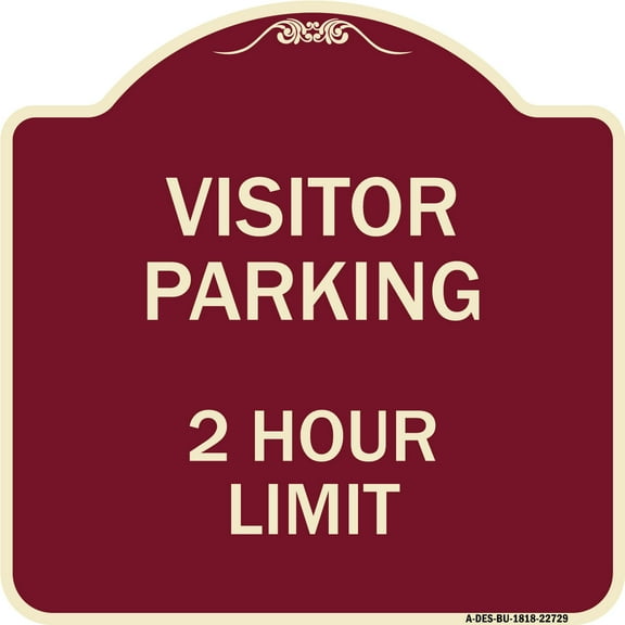 SignMission Designer Series Sign - Visitor Parking Sign Visitor Parking 2 Hour Limit | Burgundy 18" X 18" Heavy-Gauge Aluminum Architectural Sign | Made in the USA