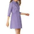 thumbnail image 4 of INSPIRE CHIC Women's Shirt Dress 3/4 Sleeve Button Down Mini Dresses Purple 3XL, 4 of 6