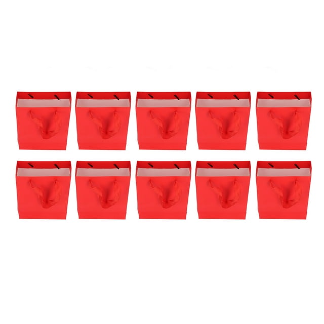 10 Uds bolsas de regalo bolsa de regalo de papel rojo Simple para compras de Navidad fiestas cumpleaños graduaciones