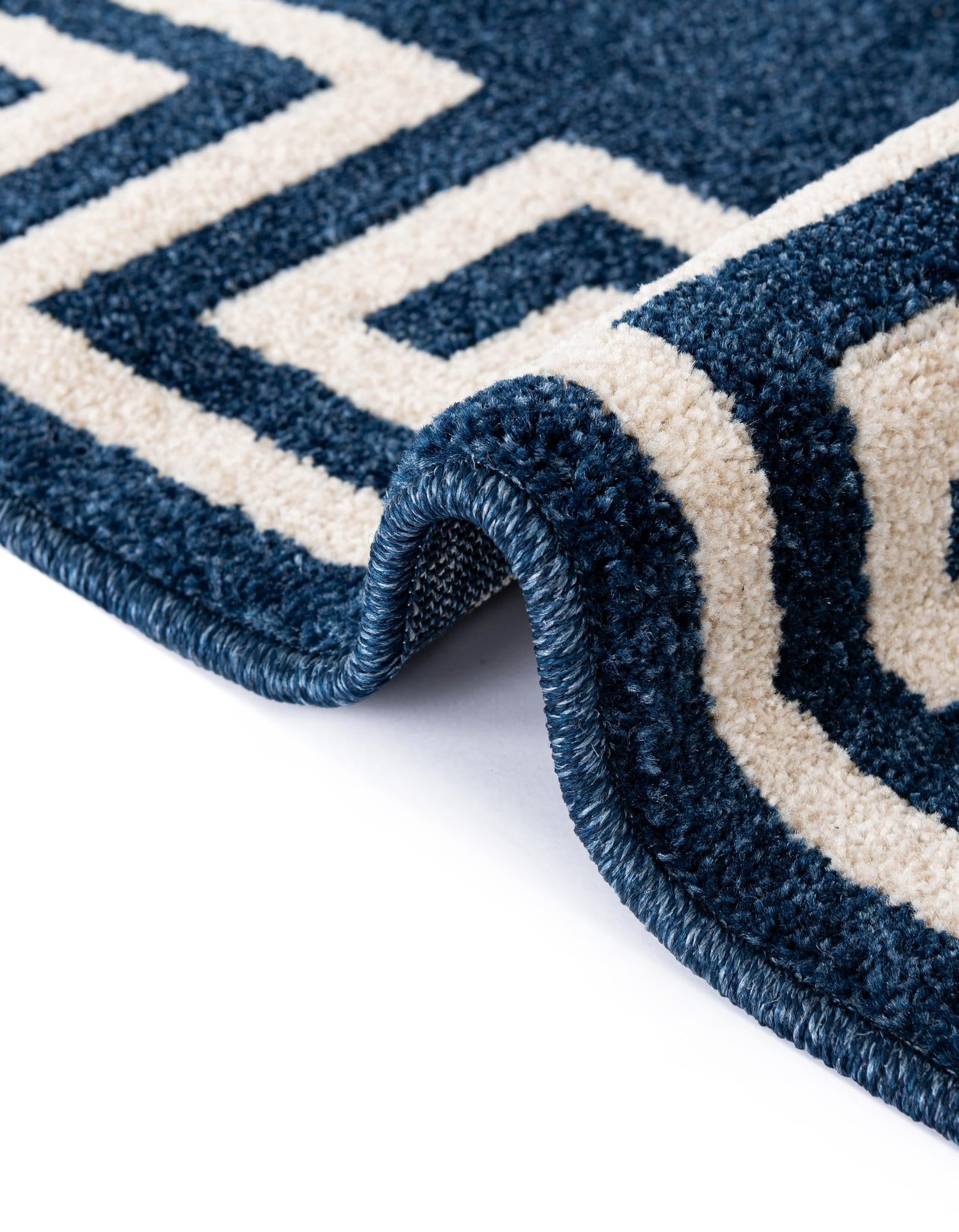 Unique Loom Athens Collection Area Rug - Modern (8' Square Navy Blue/Beige)