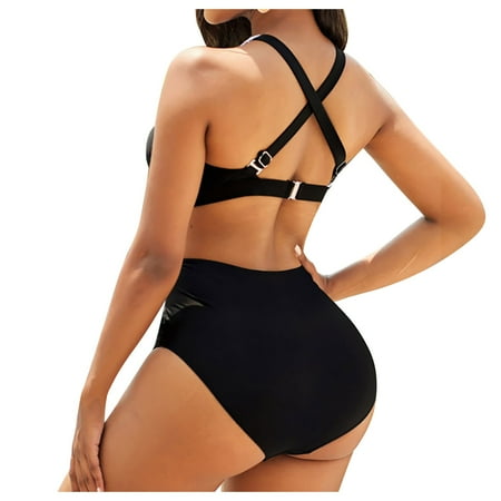 

ZIZOCWA Swim Suit for Women Women s Tie Neck V Neck Bikini Gathering Separate Swimsuit Set Sports Bra And Shorts Swimsuits With Shorts for Women With Underwire Womens Swim Top Large Bust Ladies Two