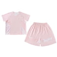thumbnail image 6 of NAISIBABY Girls Athletic Outfit Sets, Sun Protection Quick Dry Short Sleeve T-Shirt & Shorts Summer Breathable Activewear 2-Piece Pink Size 12, 6 of 7