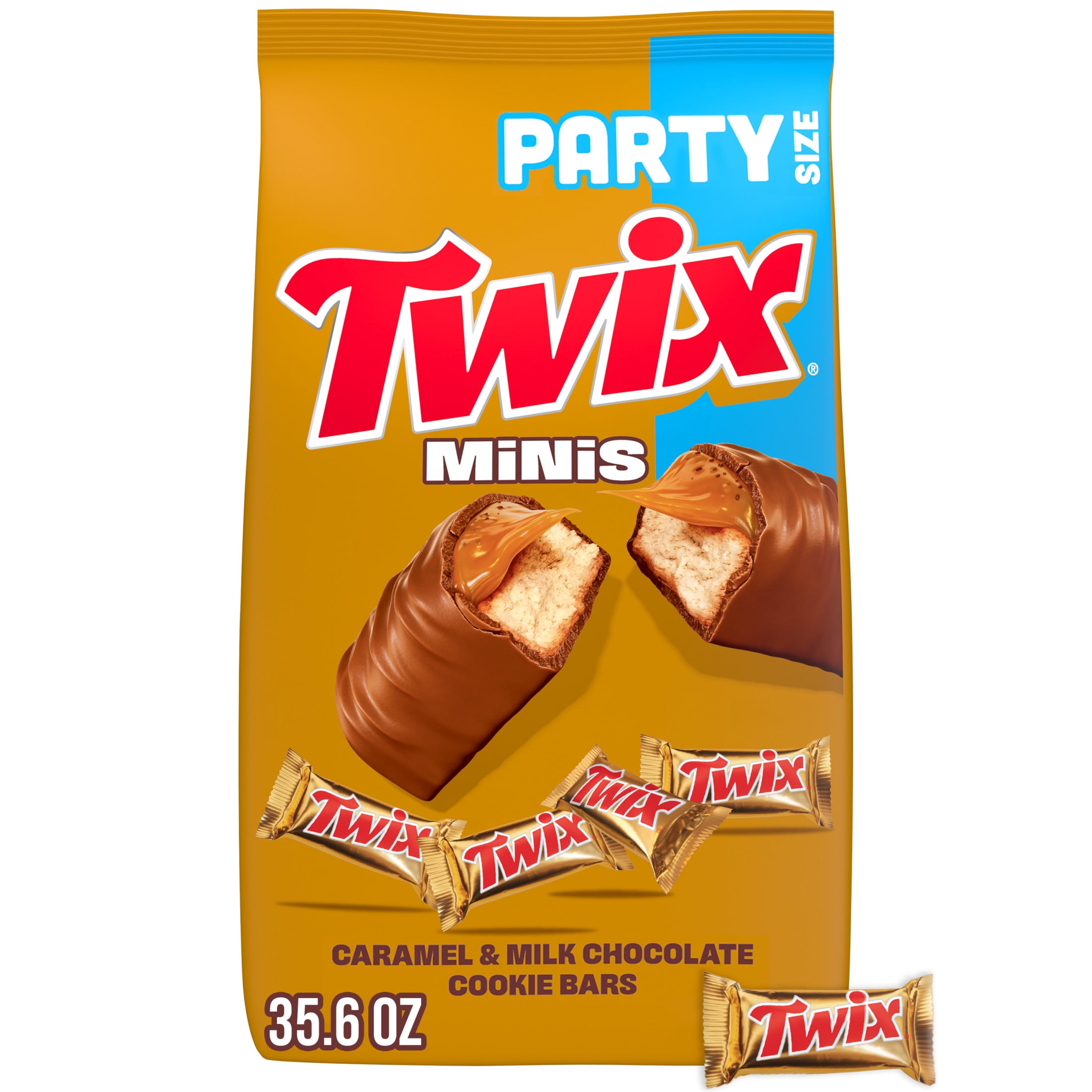 Twix Caramel Minis Size Chocolate Cookie Bar Candy Bag, 35.6 oz/95 count