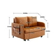 thumbnail image 2 of HOMEFUN Linen/PU Loveseat Convertible Storage Sleeper Sofa Bed with Headboard Brown+PU, 2 of 5