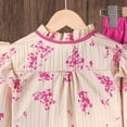 thumbnail image 5 of RUTAYY Girls Outfit Set Floral Print Ruffle Detail Stand Collar Long Sleeve Button Front Blouse Wide Leg Pants 2 Piece Children Set Red, 5 of 8