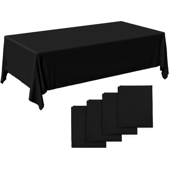 Plastic Table Cloths for Parties Disposable - Pack of 4 Black Disposable Tablecloth β 54 x 108 Inch Beautiful Rectangle Tablecloth Ideal for Parties