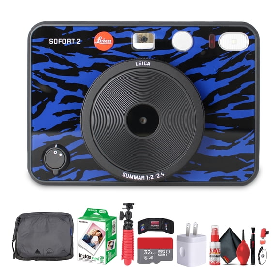 Leica SOFORT 2 Burton Edition Camera | Print   Digital Hybrid | Jake Blue Design | Creative Filters | Travel-Friendly Instant Camera (19194)   INSTAX MINI Film   32GB Card   More